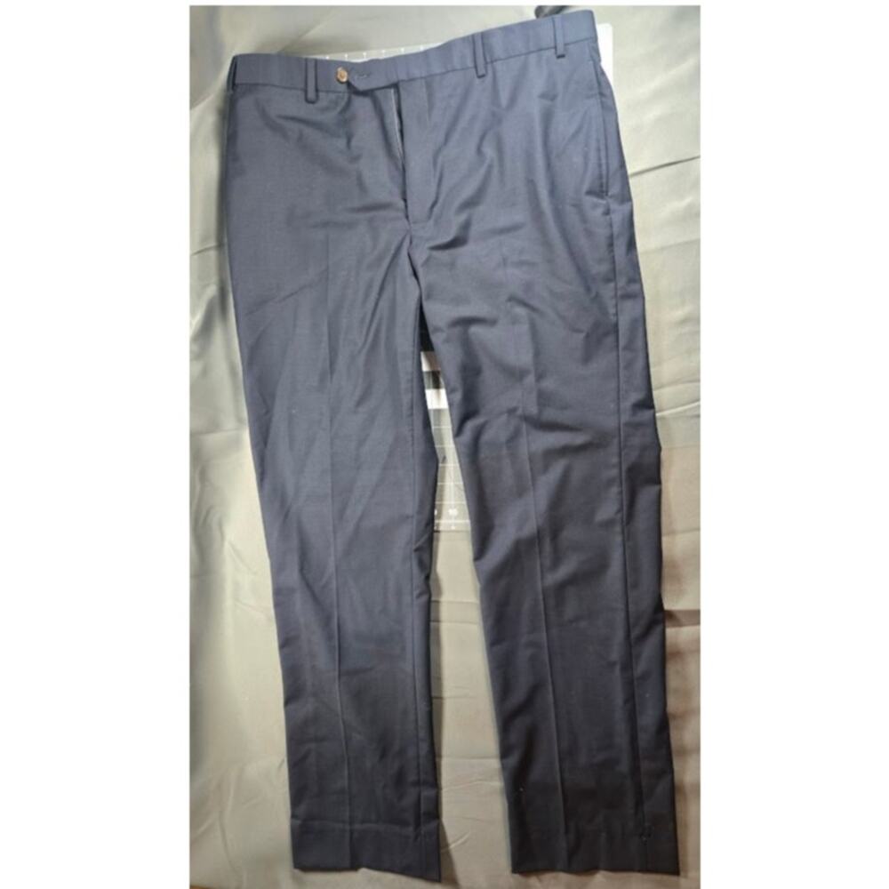 Brooks Brothers Flat Front Dress Pants Navy Blue Men's Size 37x 32 Wool Trousers